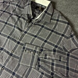 Circle of Gentlemen Mens Gabby 1bl Plaid Button Down Shirt Navy White 15.75 40